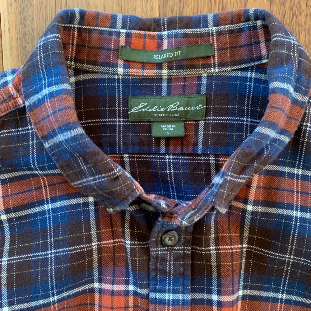 Eddie Bauer Men’s Flannel Shirt Relaxed Fit Plaid